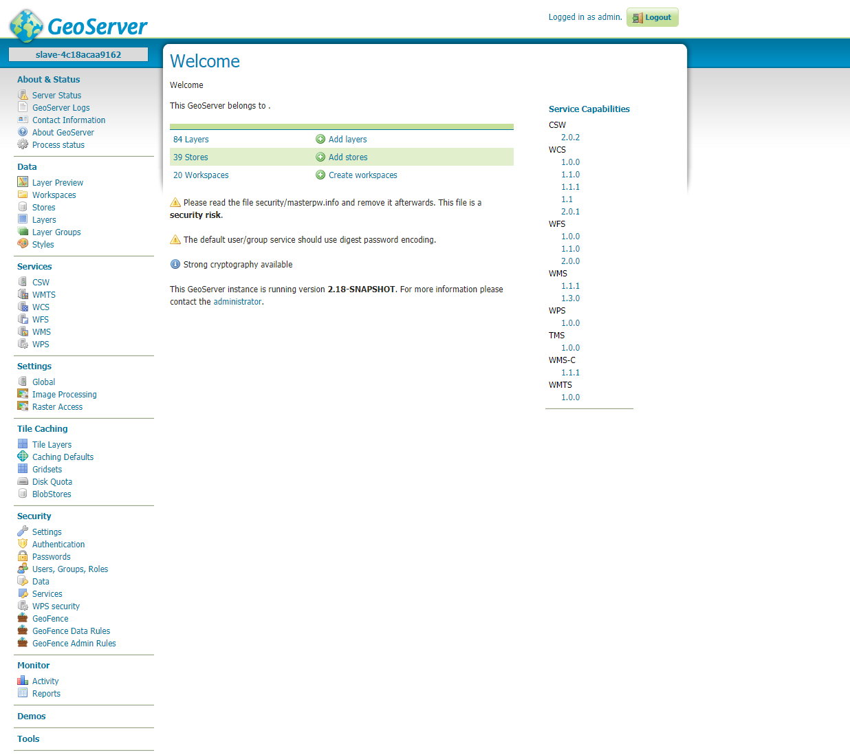 GeoServer Administration User Interface