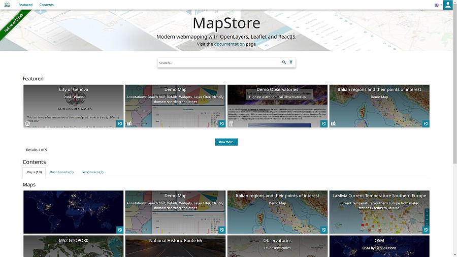 MapStore Homepage