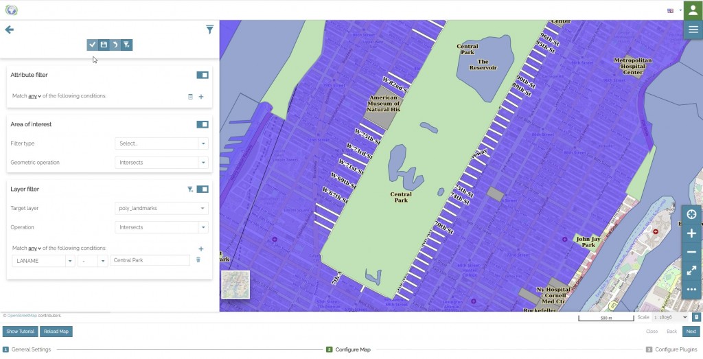 Layer filter tool in application context wizard step #2