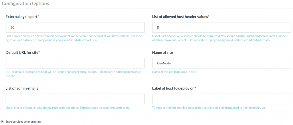 Geonode Geneirc stack configuration
