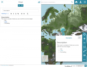 New text widget available for dashboards and maps