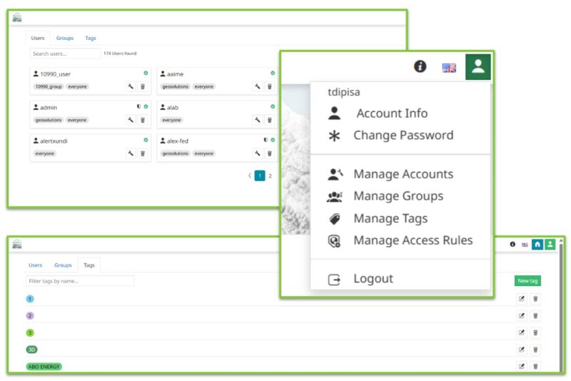 Improved admin section and user menu.