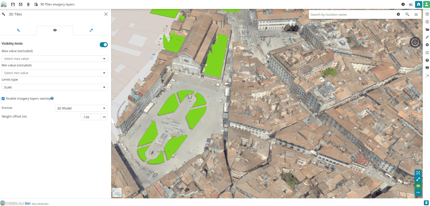 WMS layer overlaying a 3D Tile