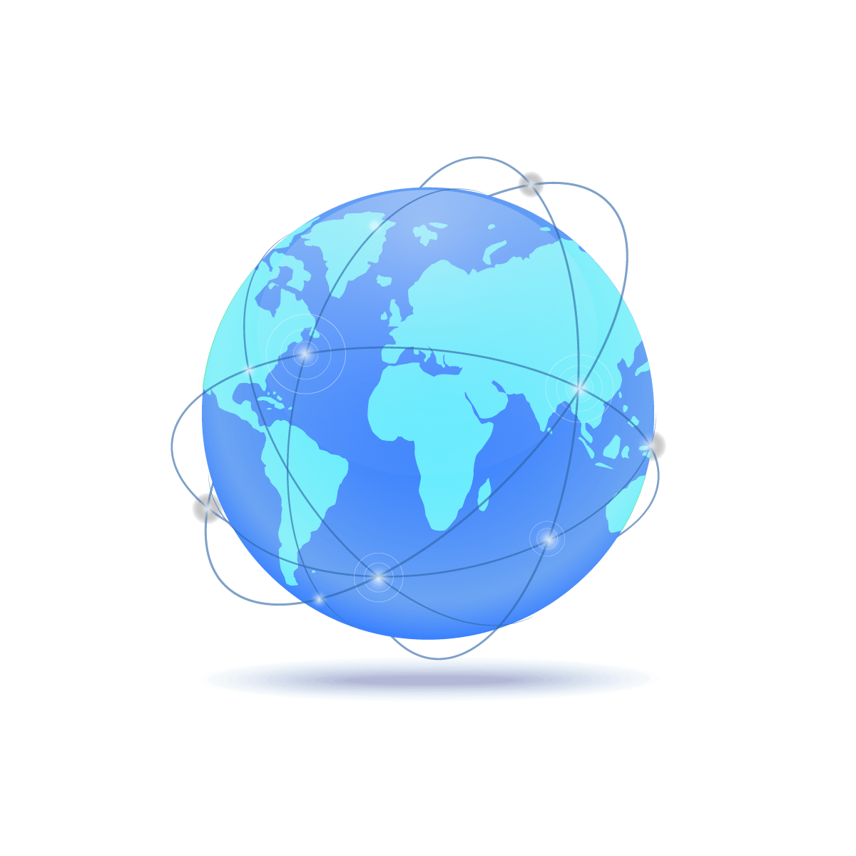 Globe with orbits, open source geospatial platform